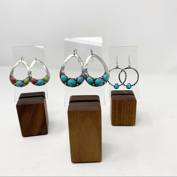 Western Semi Stone Teardrop Earrings - Picture 2 of 3